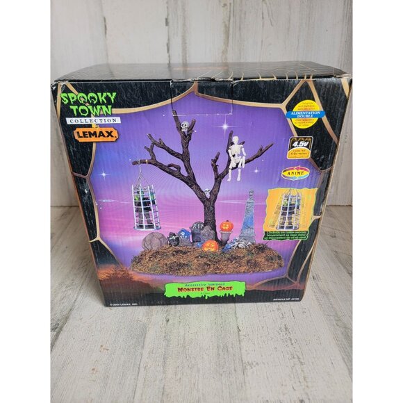 Lemax caged monster animated spooky town Village accessories Halloween - Picture 1 of 4